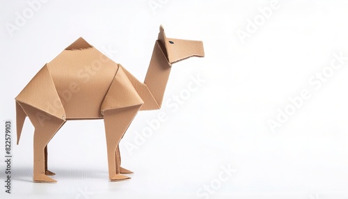 Animal concept paper origami isolated on white background of a camel with copy space camels represent humility  willingness to serve and stubbornness