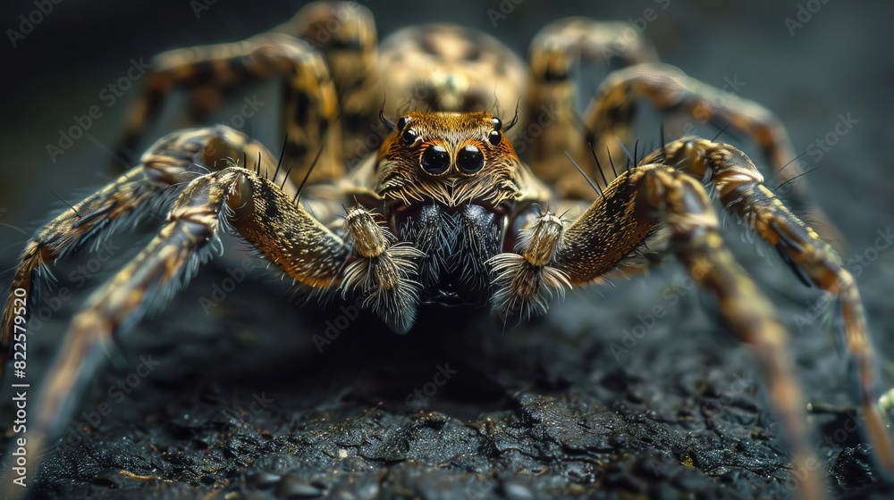 dangerous spider closeup on dark grey background insect macro photography dangerous spider closeup on dark grey background insect macro photography