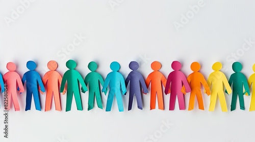 diverse group of paper cut out human figures in various colors on white background symbolic representation of diversity and inclusion digital illustration
