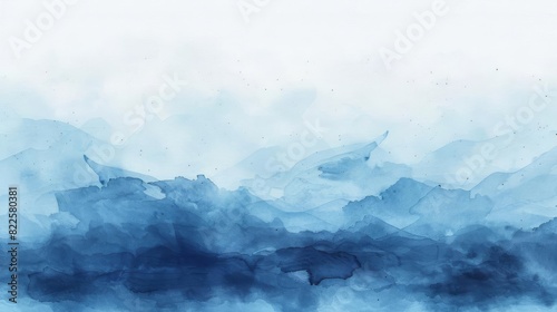 Abstract watercolor painting. Blue and white. photo