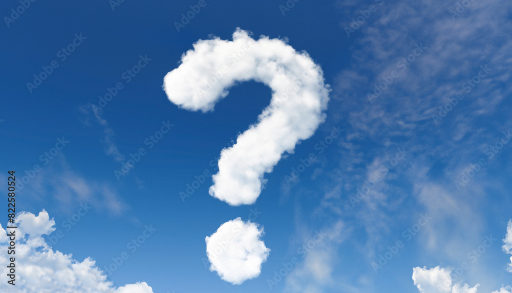 Question mark shaped cloud on clear blue sky Question mark shaped cloud on clear blue sky