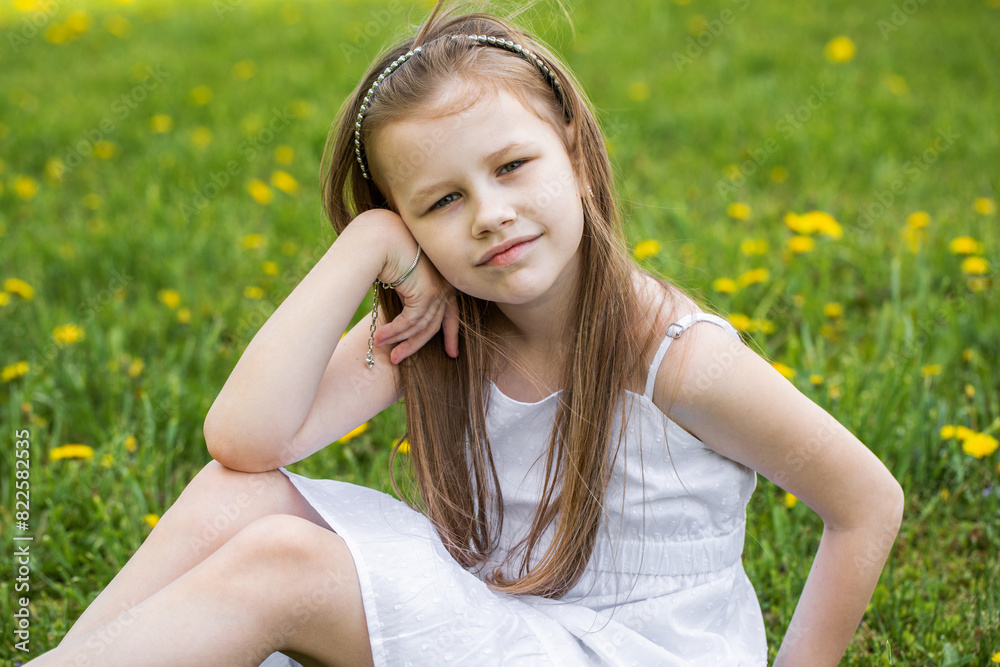 Portrait of a little blonde girl, summer outdoor Portrait of a little blonde girl, summer outdoor