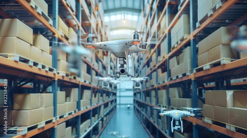 An illustration of an automated warehouse featuring robots and drones for efficient operation.
An illustration of an automated warehouse featuring robots and drones for efficient operation.
