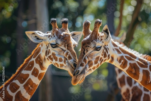 Cute Zoo Animals. African giraffe (Giraffa camelopardalis reticulata) in Exotic Nature photo