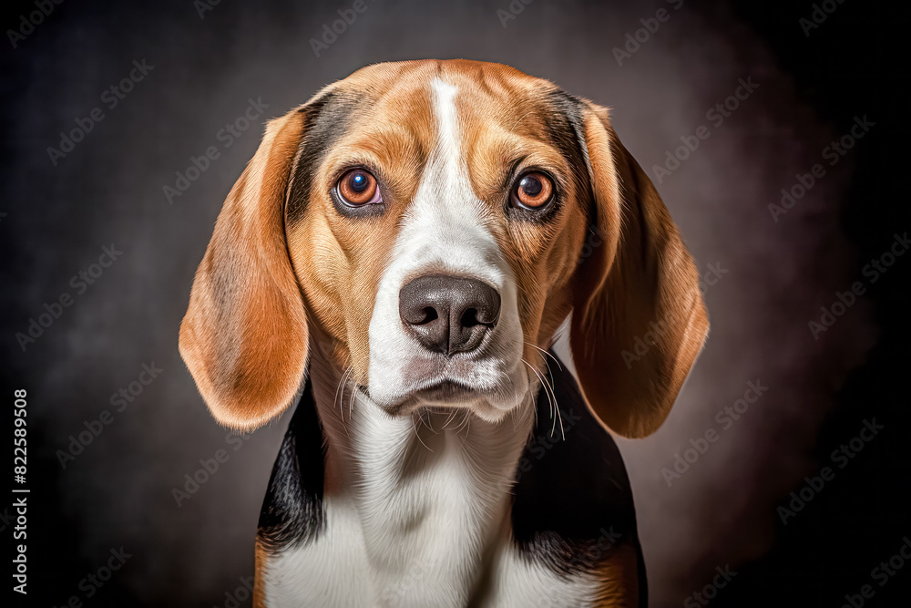 beagle in studio setting against dark backdrop, showcasing their playful and charming personalities in professional photoshoot. beagle in studio setting against dark backdrop, showcasing their playful and charming personalities in professional photoshoot.