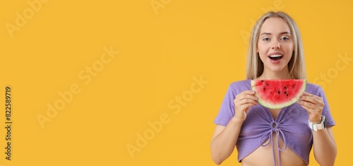 Happy young woman holding s...