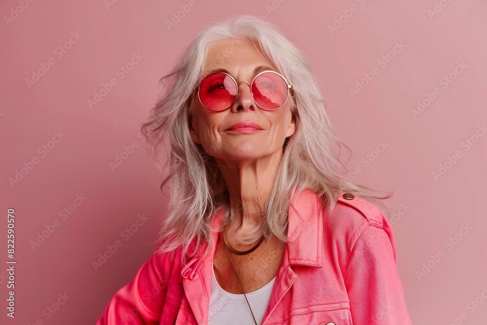 Happy grandmother with fun haircut in cool beauty parlour Happy grandmother with fun haircut in cool beauty parlour