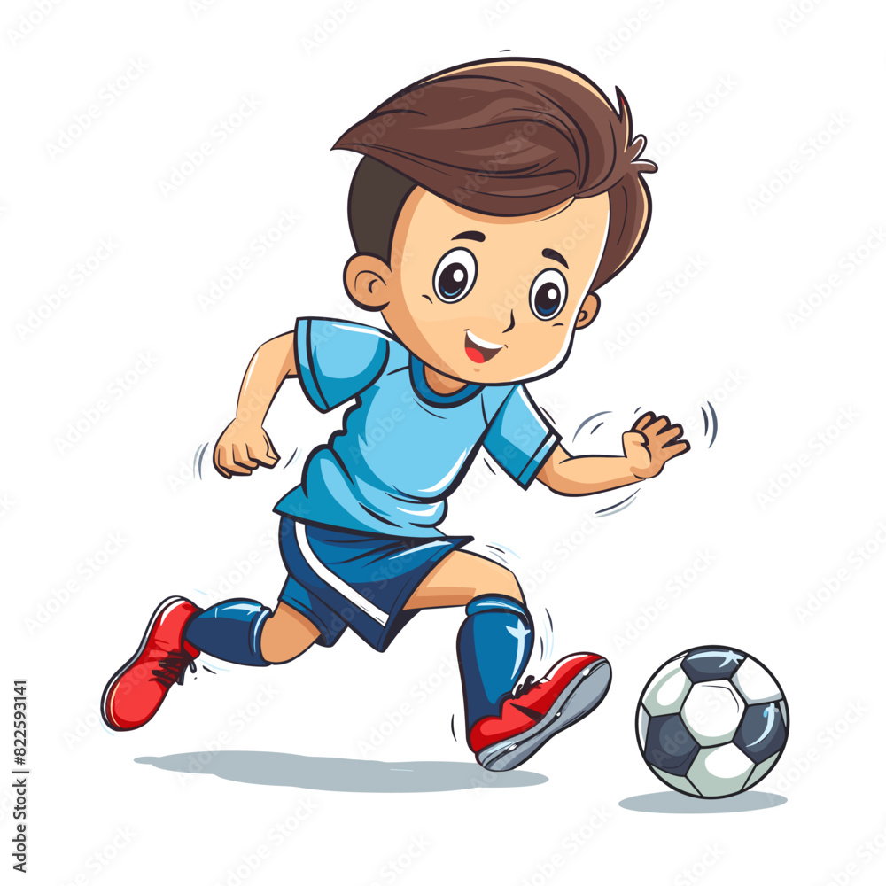 vector character boy soccer player with a ball on a white background .Generative AI vector character boy soccer player with a ball on a white background .Generative AI