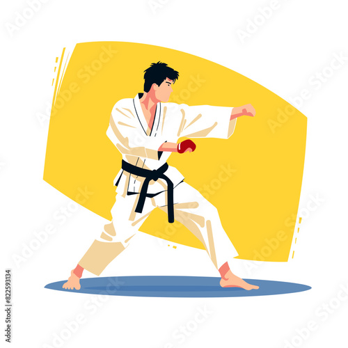 vector character karate boy on a white background .Generative AI