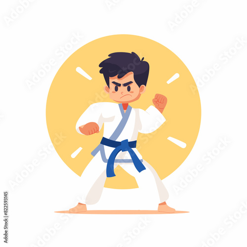 vector character karate boy on a white background .Generative AI