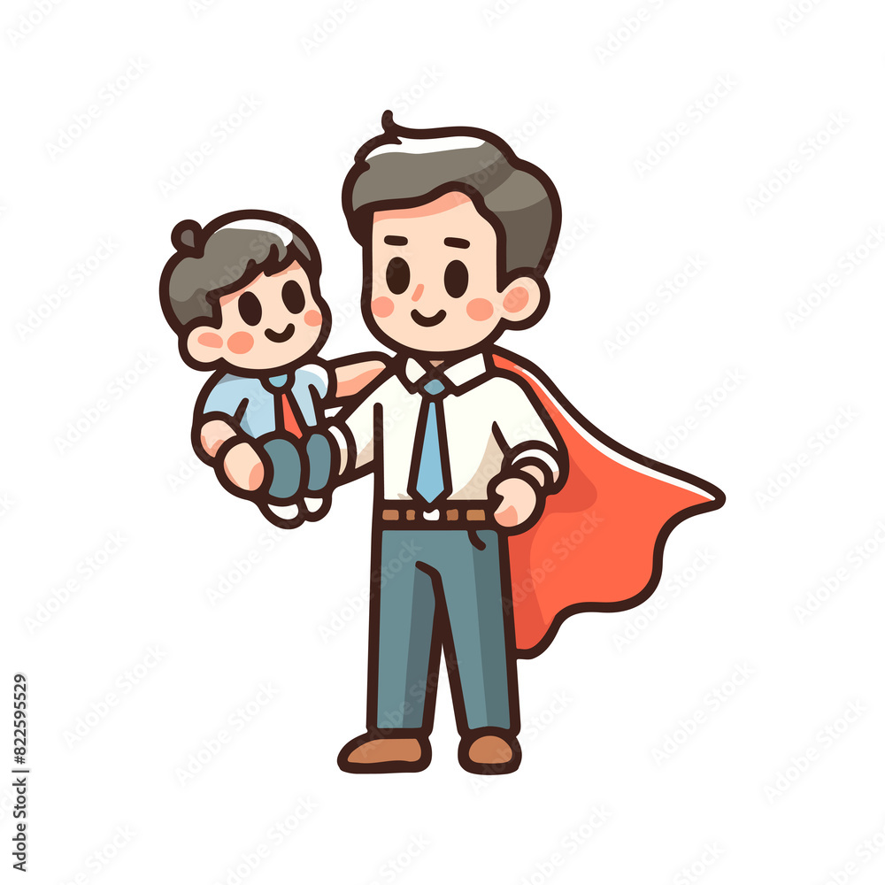 cute father hero concept for father's day icon character cartoon