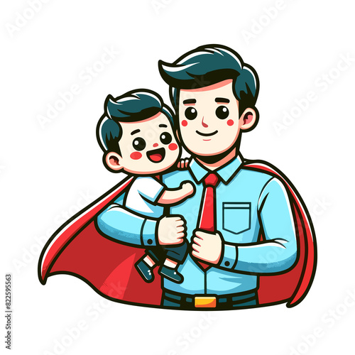 cute father hero concept for father s day icon character cartoon