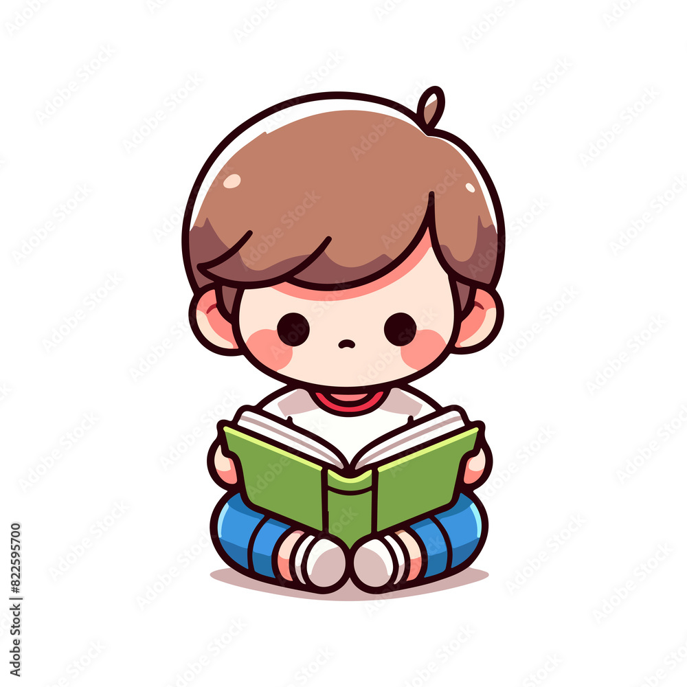 cute boy reading a book icon character cartoon cute boy reading a book icon character cartoon