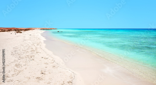 Beautiful sandy beach with turquoise water, Egypt. © MaciejBledowski