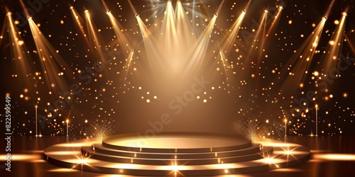 Abstract background. Vector illustration of a stage with lights. Shining, glowing. Suitable for presentations, events, and performances.