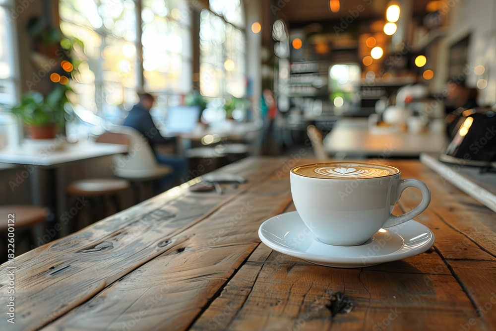A steaming cup of coffee on a saucer on a wooden table A steaming cup of coffee on a saucer on a wooden table