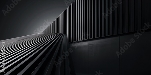Fototapeta Naklejka Na Ścianę i Meble -  Architectural background. Sleek angular building with vertical lines of light. Modern, abstract. Suitable for architecture, design, and urban themes.