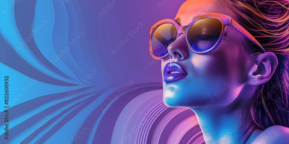 Disco Diva Girl in Sunglasses: A Retro Pop Art Image. Concept Disco Party, Retro Fashion, Pop Art, Sunglasses, Fun Portrait
