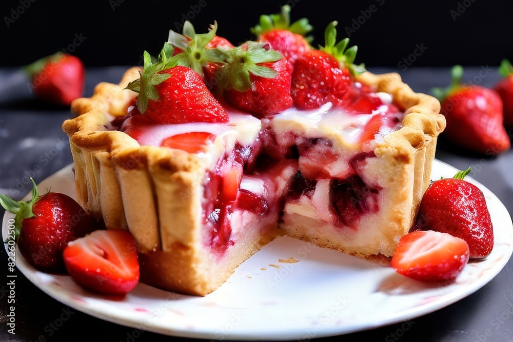 pie Charlotte with strawberries. a healthy diet of fresh vegetables. AI generated pie Charlotte with strawberries. a healthy diet of fresh vegetables. AI generated