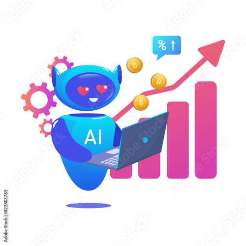 robot AI sales improvement. Trading bot Stock trading concept Artificial intelligence Abstract background