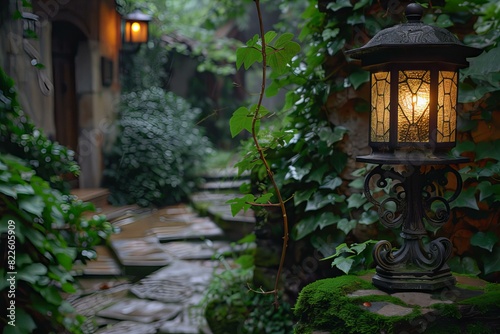 Light shining in garden