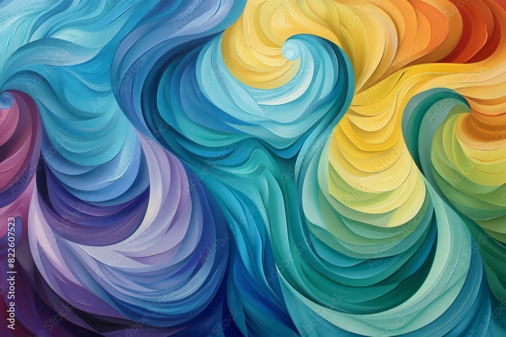 Obraz premium Vivid swirling abstract patterns in blue, green, and yellow hues