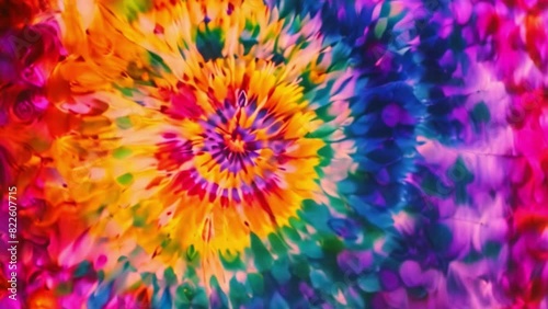 Detailed view of colorful tie-dyed fabric showcasing intricate patterns and vibrant hues.
