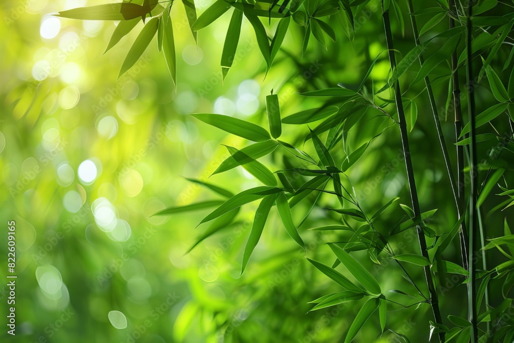 Bamboo plant with green leaves in background Bamboo plant with green leaves in background