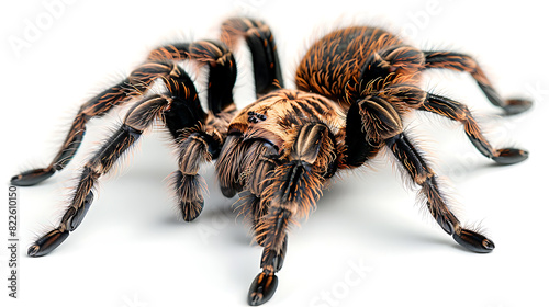 Tarantula spider Pamphobeteus antinous is the largest spider, scary and hairy, portrait, isolated on white close-up macro, arachnidae.