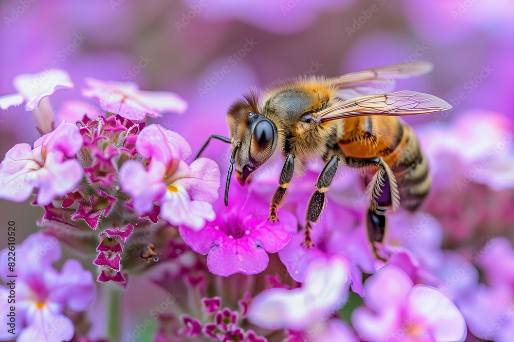 Bee flower pink background Bee flower pink background