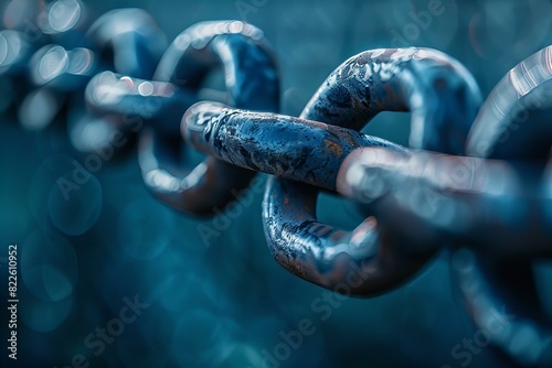 Close up of metal chain link photo