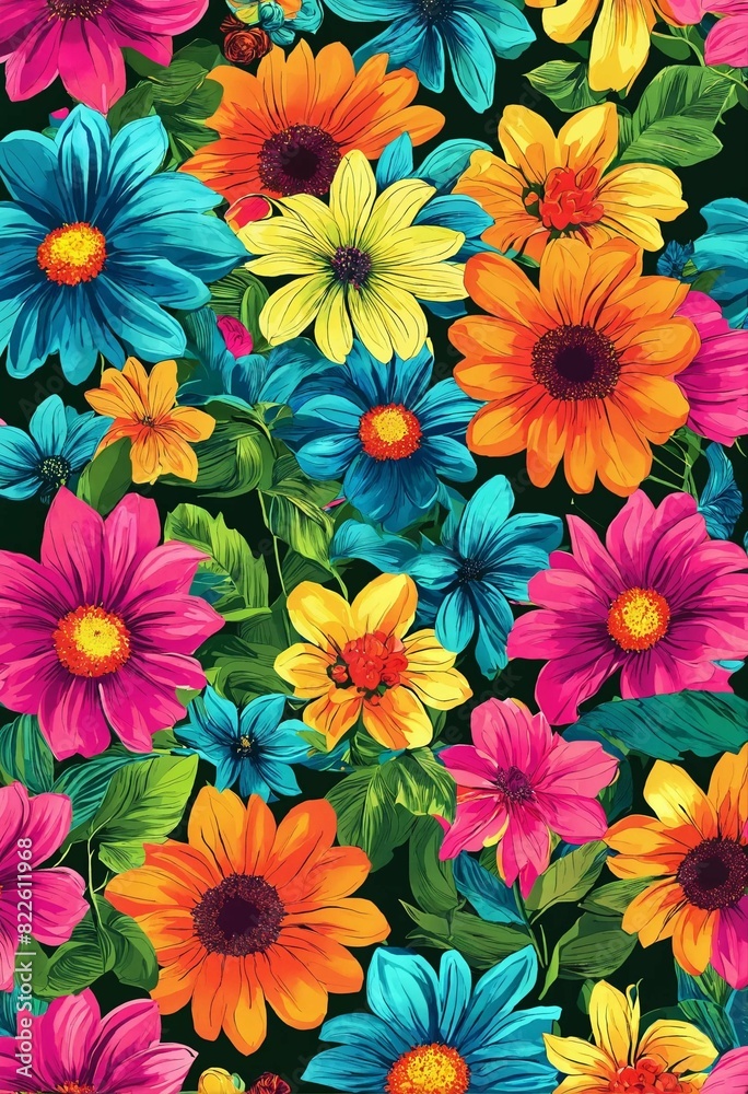 colorful flowers background generative ai