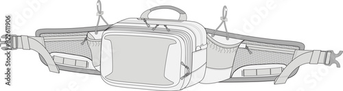Waistpack Technical Fashion Illustration Mock-up Template for Design and Tech Packs