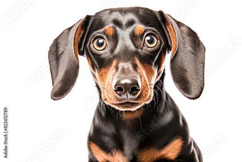 dachshund in studio setting against white backdrop, showcasing their playful and charming personalities in professional photoshoot.
