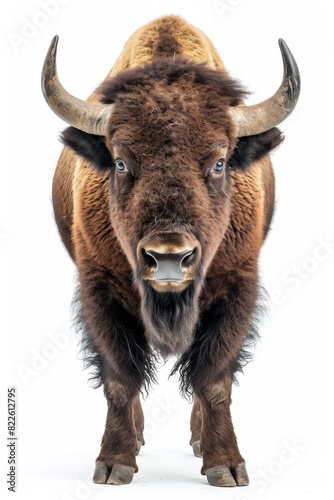 the American Bison with copy space on right Isolated on white background