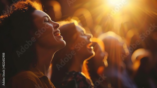 believers singing hymns during church service spiritual christian practices photo