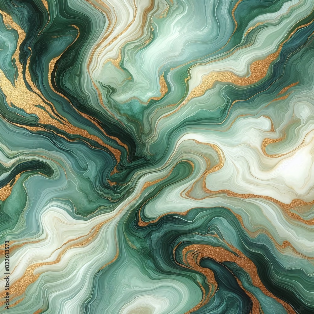 Luxurious Green and Gold Marbled Abstract Art Luxurious Green and Gold Marbled Abstract Art
