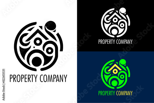 greenhouse eco friendly home silhouette property firm real estate construction harmony vector logo design