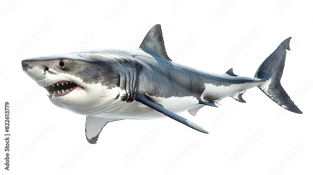A great white shark isolated on a white background