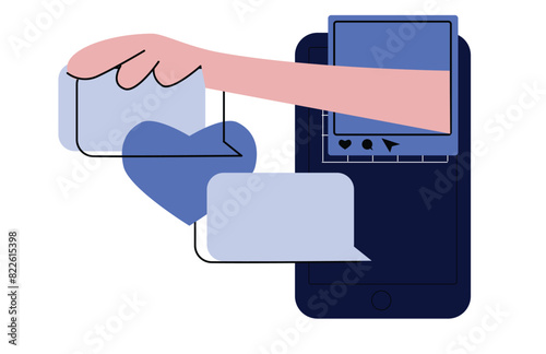 concept illustration of online conversation on social media