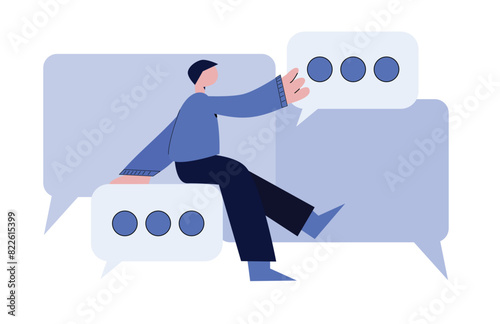 concept illustration of online conversation on social media