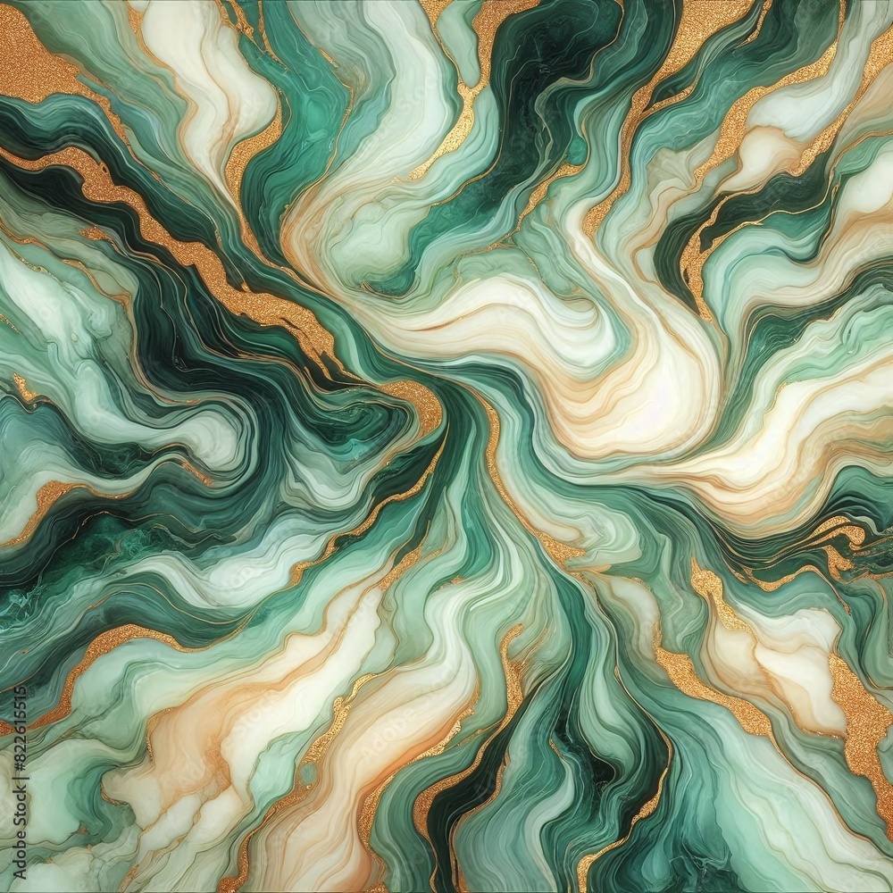 Luxurious Green and Gold Marbled Abstract Art Luxurious Green and Gold Marbled Abstract Art