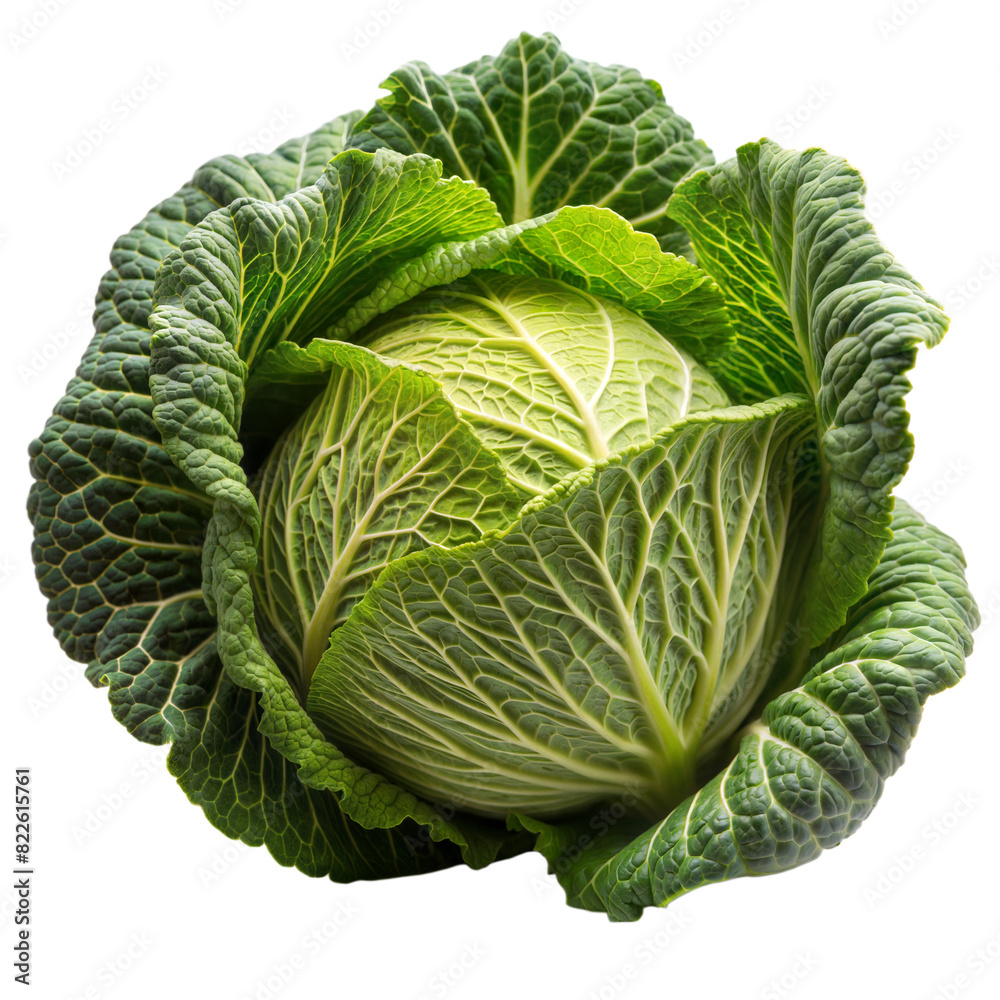 Vibrant Green Cabbage With Detailed Leaf Texture on Transparent Background Vibrant Green Cabbage With Detailed Leaf Texture on Transparent Background