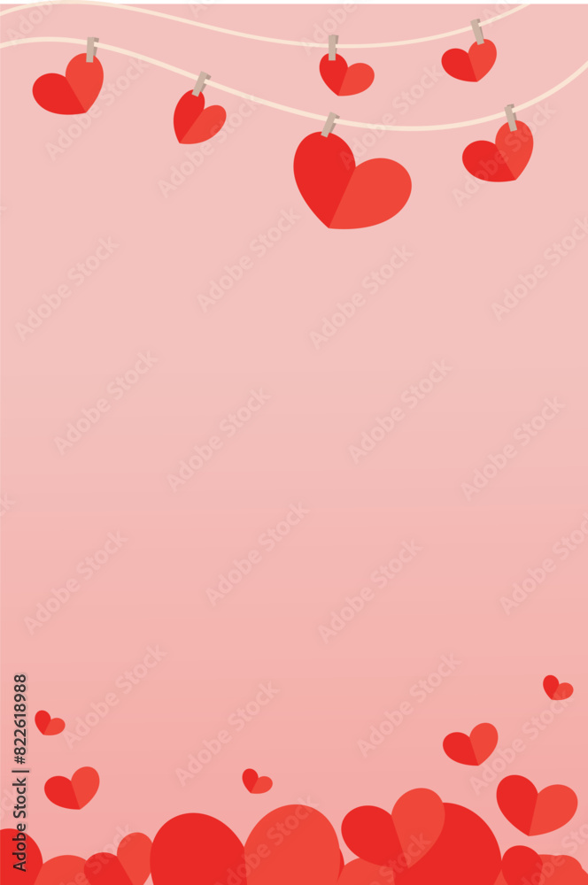 Valentine love heart background, vector design