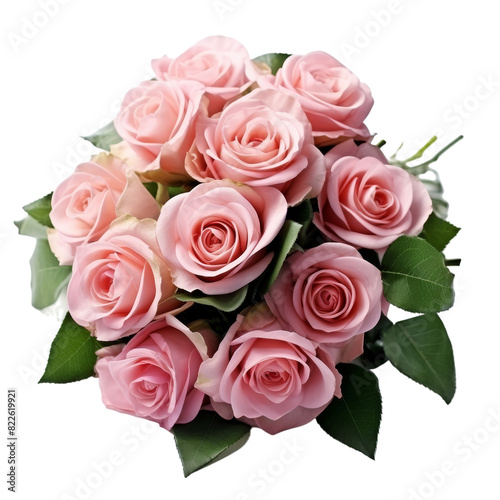 Pink Bouquet of Pink Roses Isolated on transparent background, png, cut out.