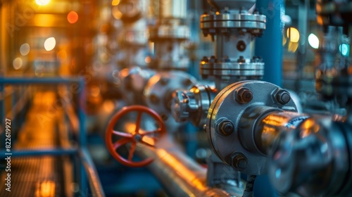 A series of pumps and valves in a chemical processing plant are outfitted with thermal insulation sleeves to prevent temperature fluctuations. photo