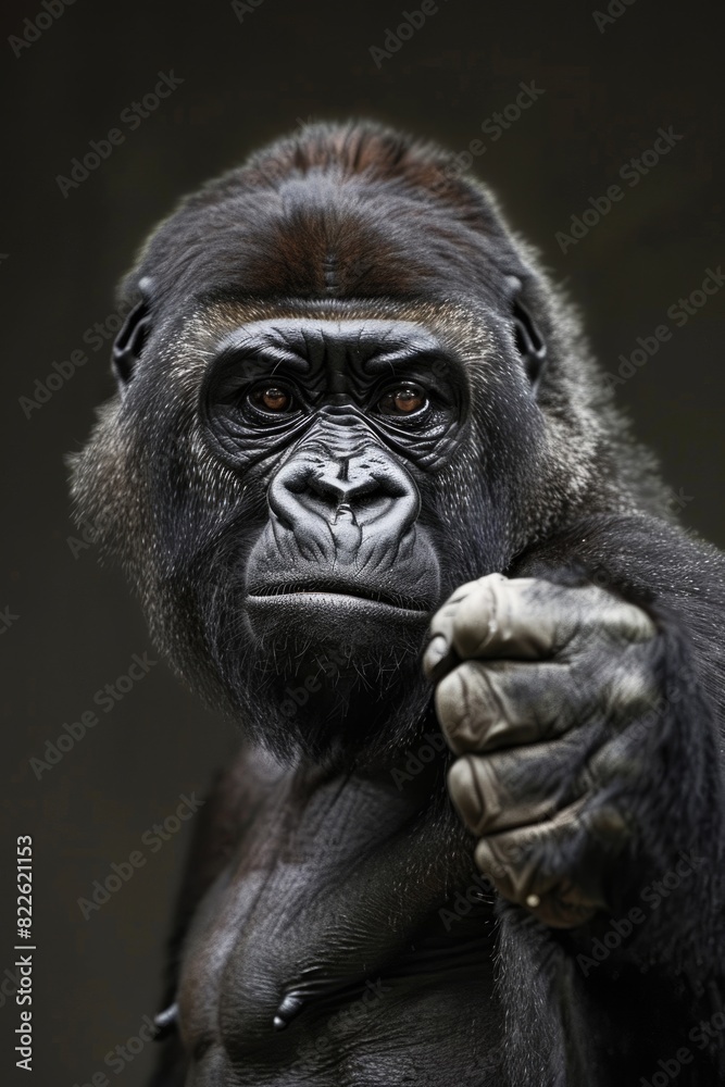 Gorilla Arm. Young Silverback Gorilla Catching a Banana Gorilla Arm. Young Silverback Gorilla Catching a Banana