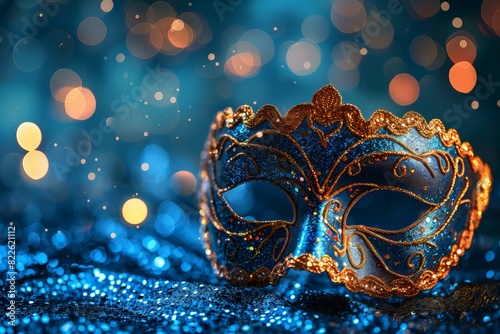 Wallpaper Mural Blue and gold mask on a blue background Torontodigital.ca