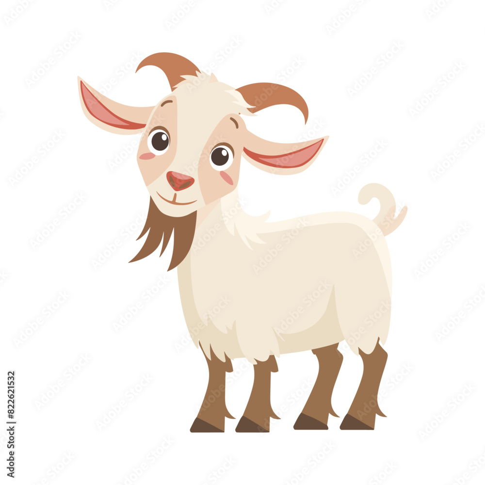 A white goat cartoon character vector illustration on transparent background A white goat cartoon character vector illustration on transparent background