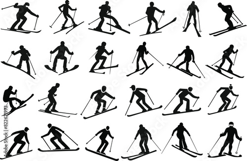 Skiing silhouette vectors